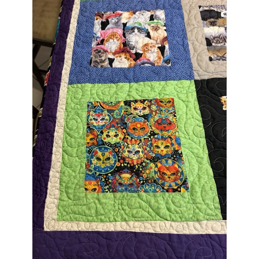 homemade quilt Patchwork Cat Theme 40x50